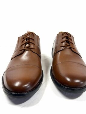 Bostonian Birkett Cap Toe Oxford Dress Shoes Dark Tan Leather Men 9.5W Flexlite
